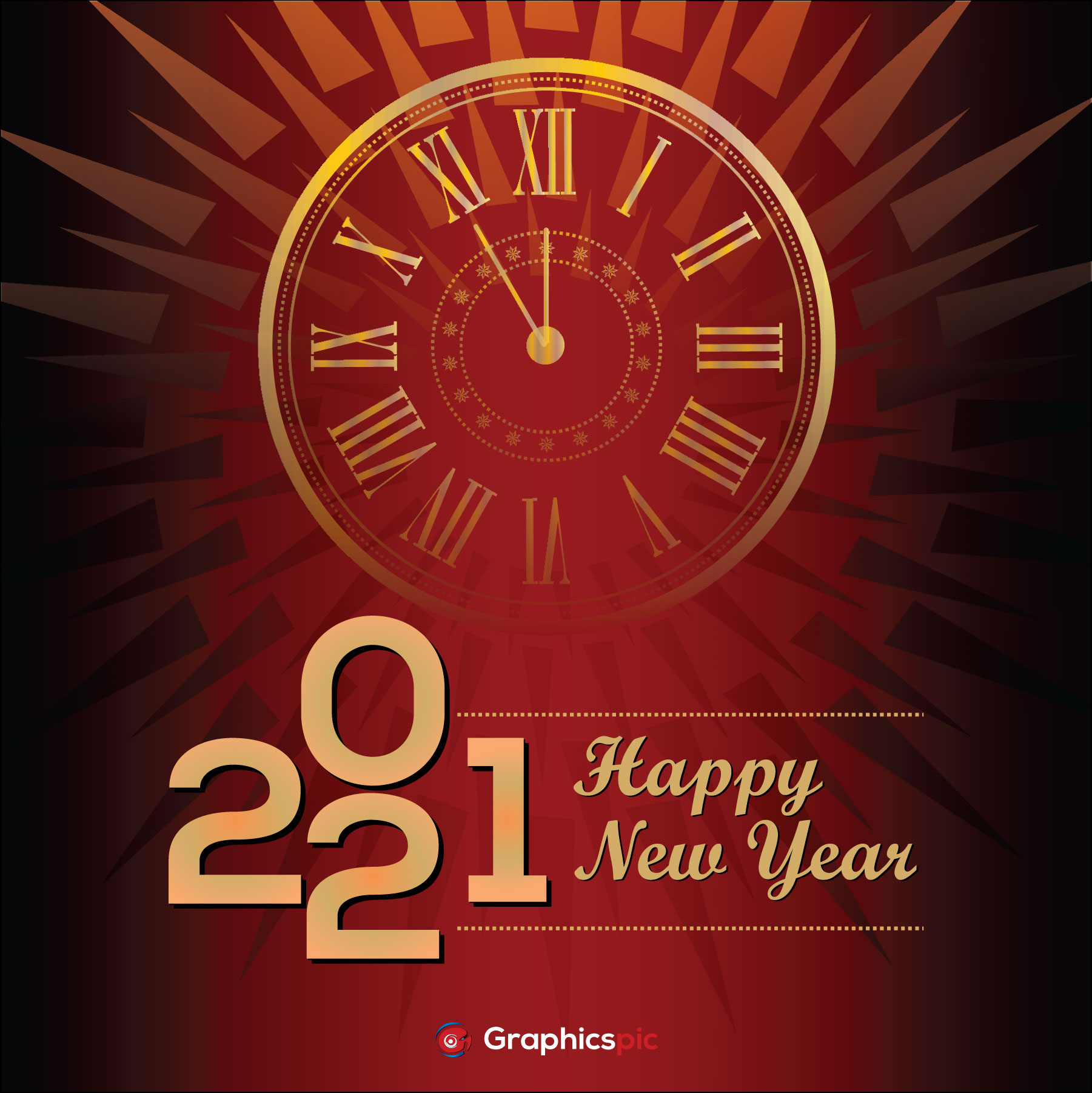 2021 happy new year with clock and clock background - Free Vector -  Graphics Pic