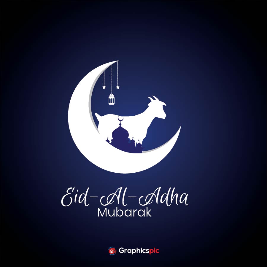 Vector illustration of eid al adha bakrid mubarak festival banner design  background - free vector - Graphics Pic