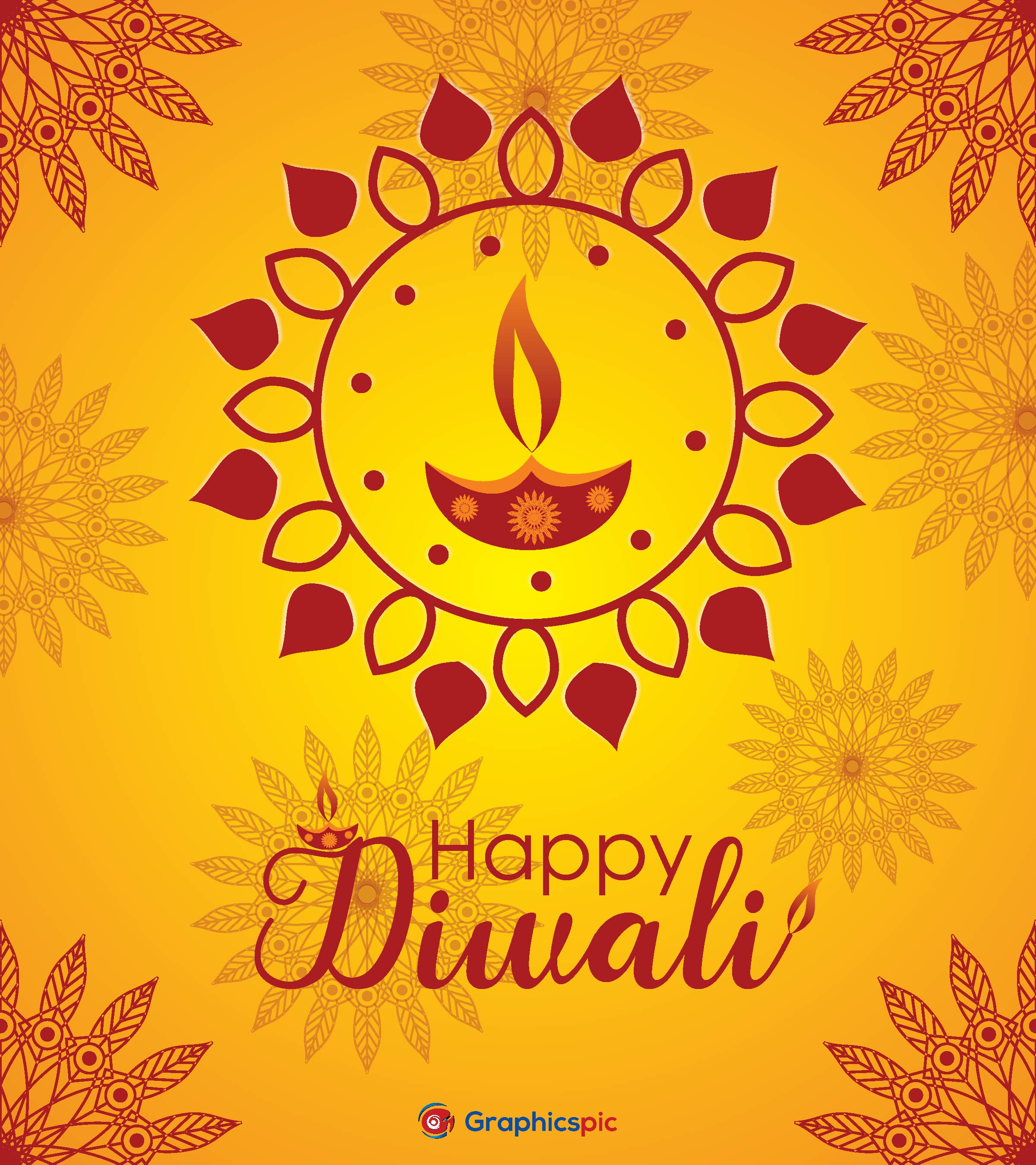 Happy diwali yellow background - free vector - Graphics Pic