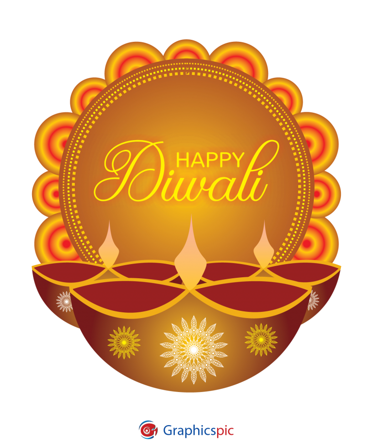 Illustration of diya on Happy Diwali Holiday background for light 