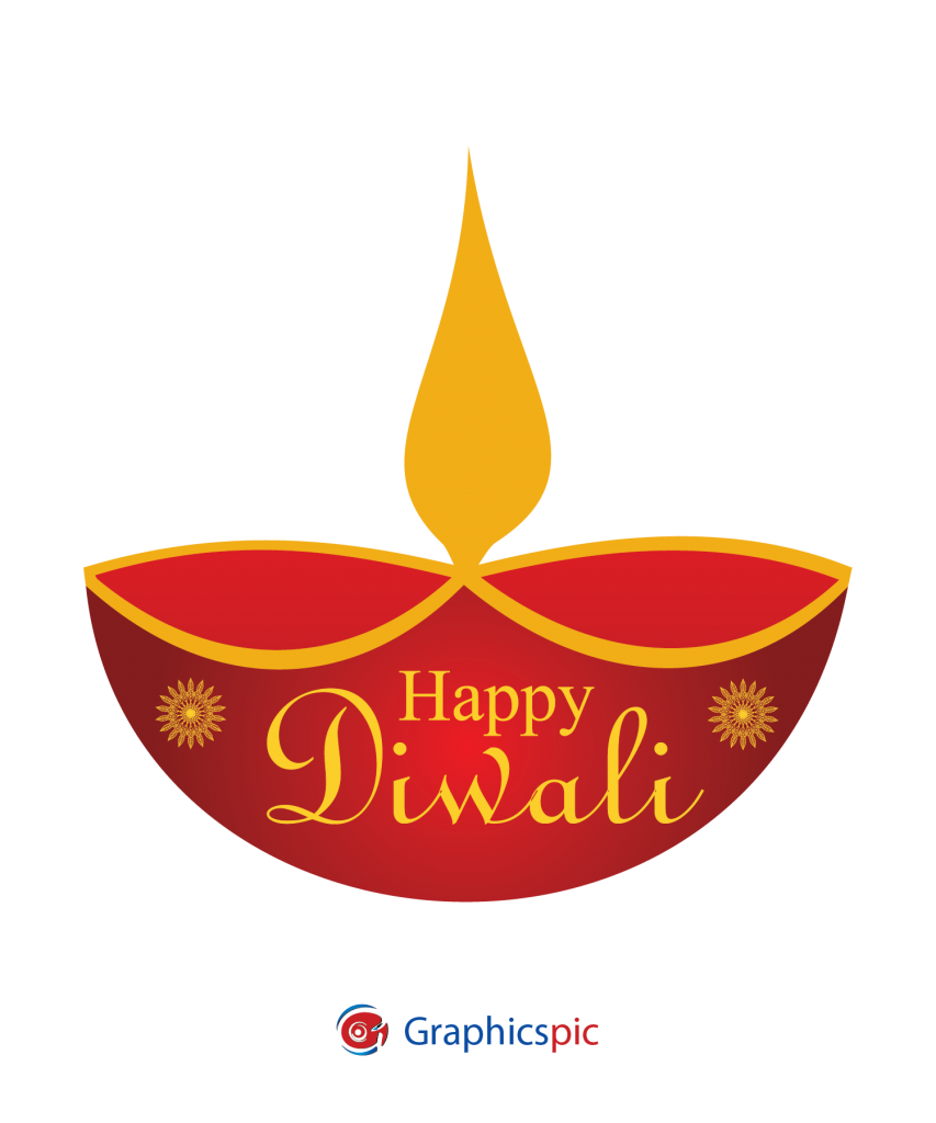 Beautiful Diya With Happy Diwali Free Vector Graphics Pic