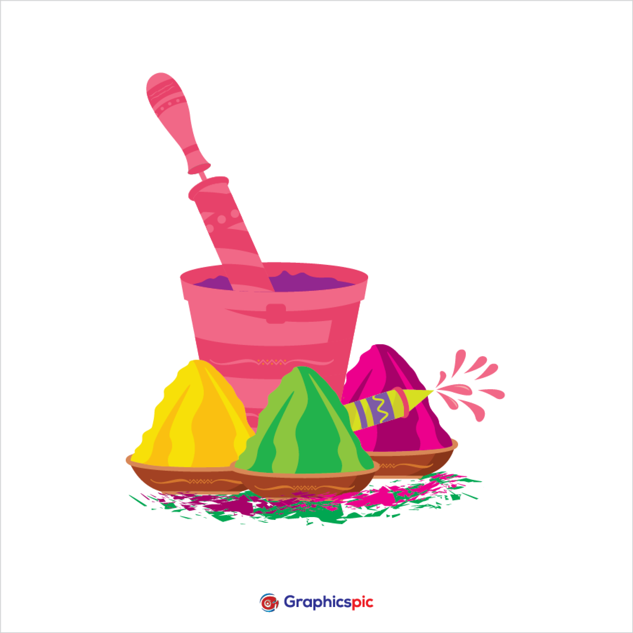 Happy Holi Colorful Elements For Card Design Free Vector Graphics Pic