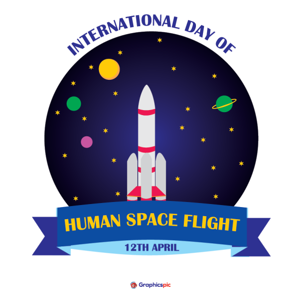 12 April International day of human space flight symbol Free Vector