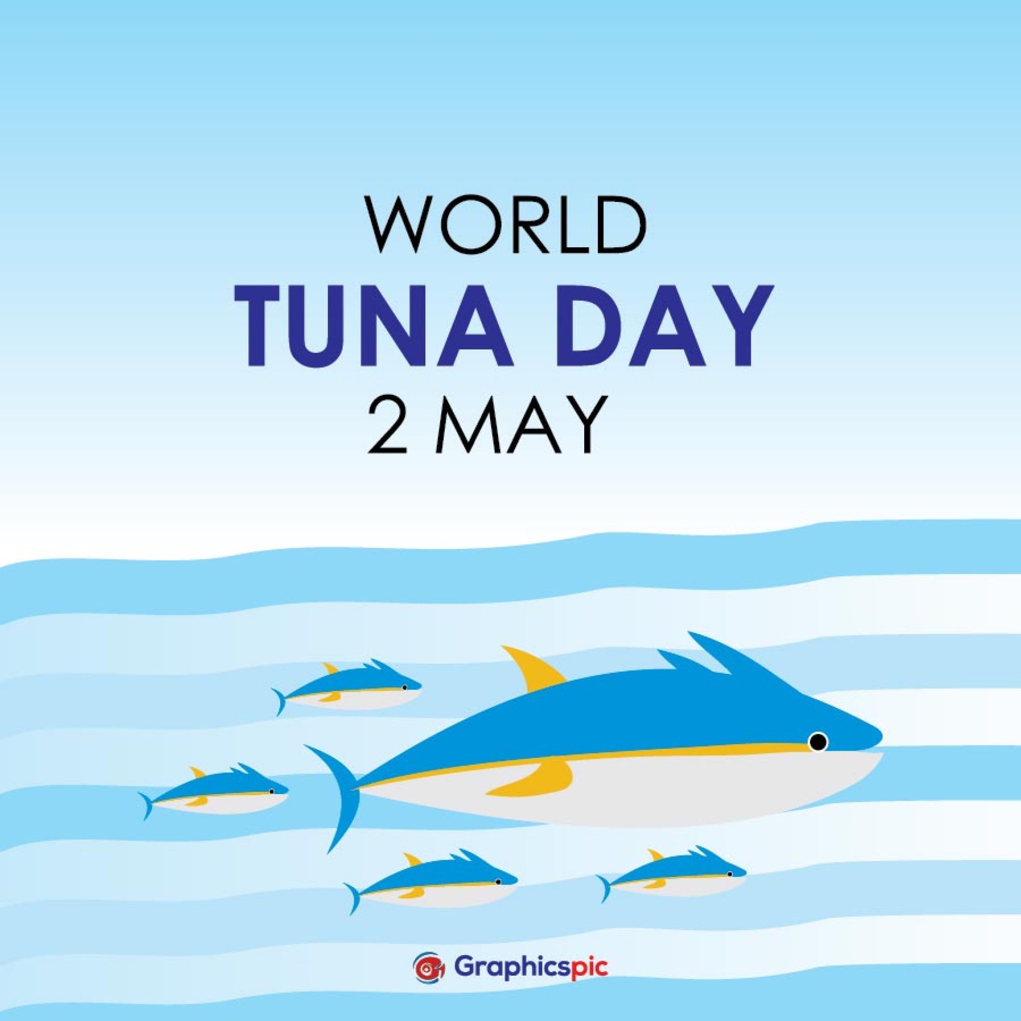 World tuna day vector illustration poster with fish silhouette - free ...