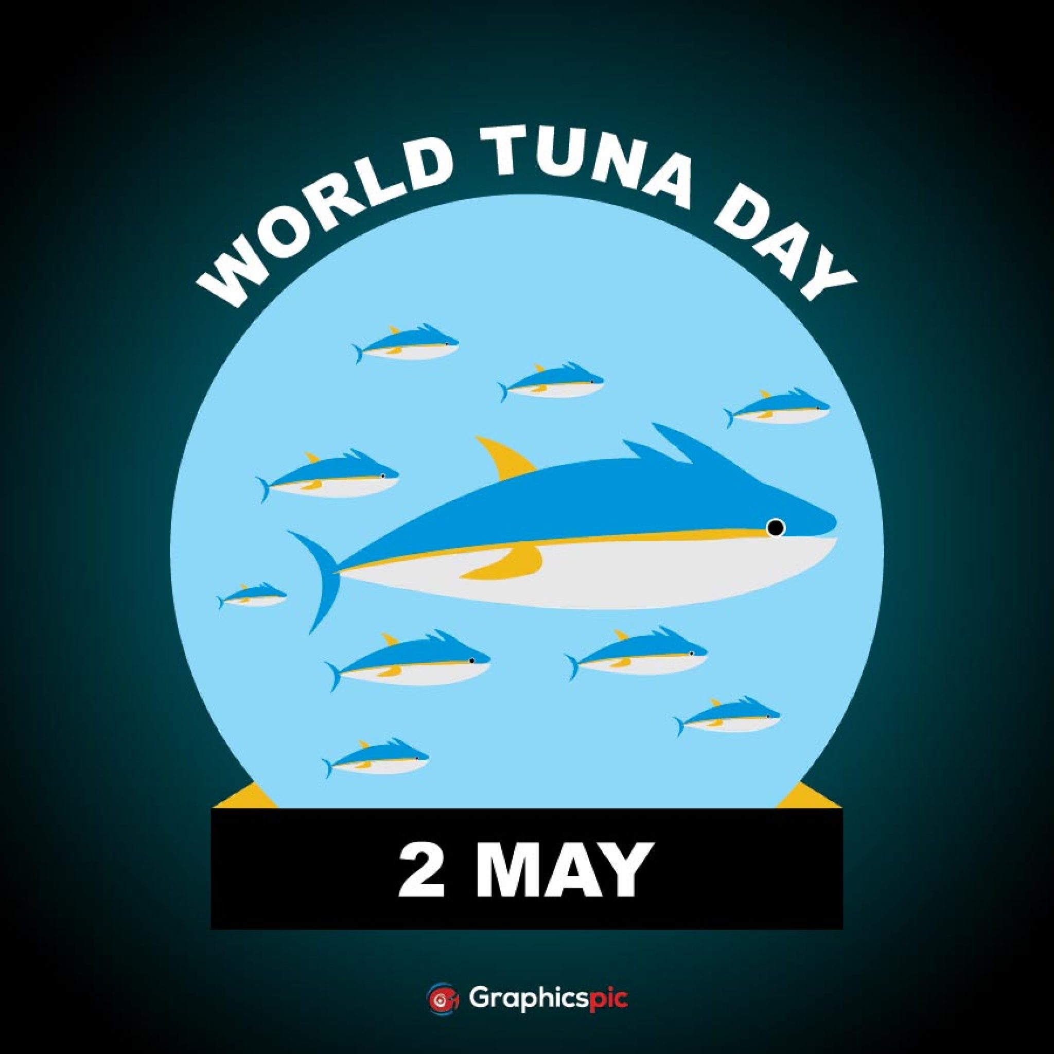 Vector illustration ffor world tuna day with fish logo background