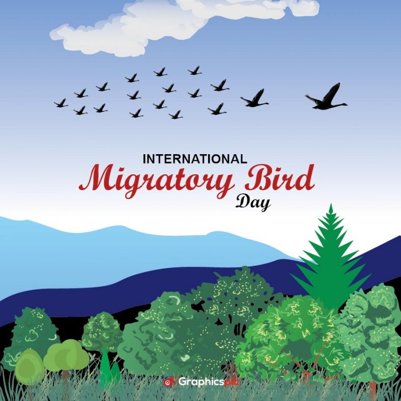 Migratory bird day with flying birds free vector Graphics Pic