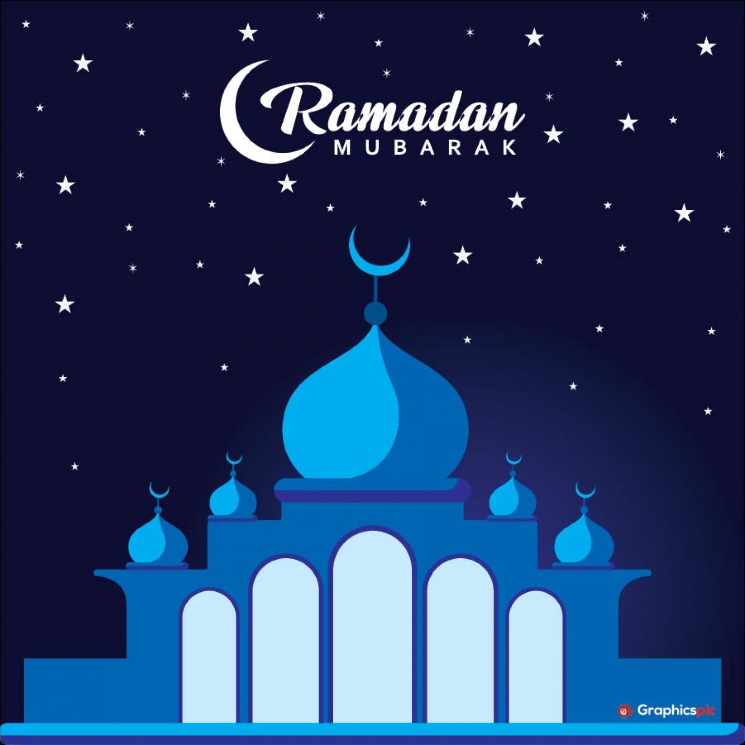 Ramadan Mubarak flat design Free Vector Graphics Pic