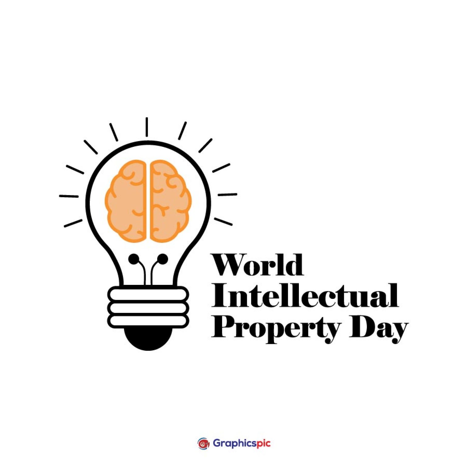 World intellectual property day with brain illustration - free vector