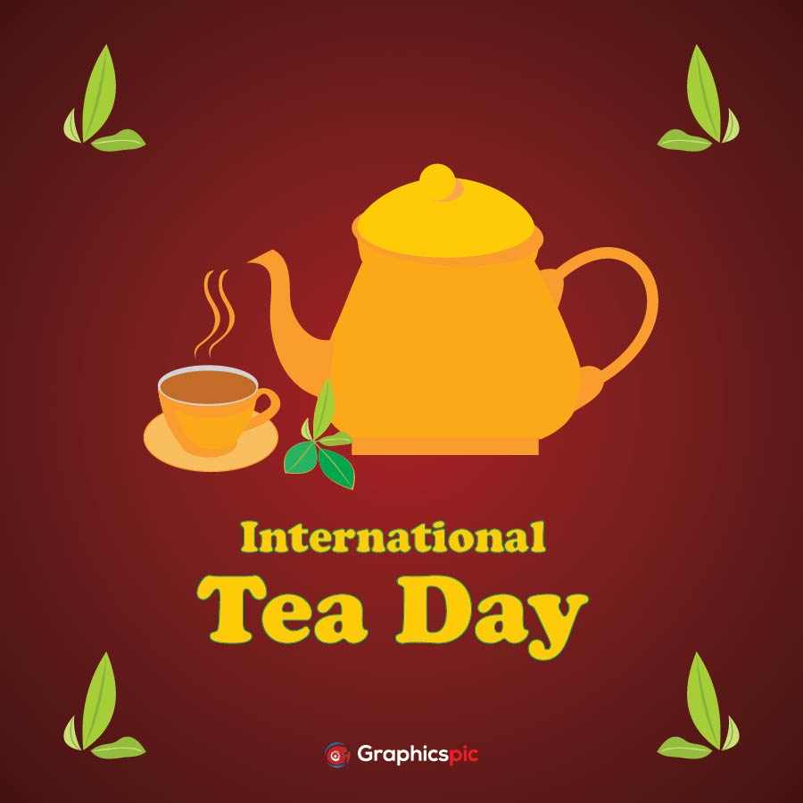 International Tea Day with Cup and Pot Vector Illustration Free