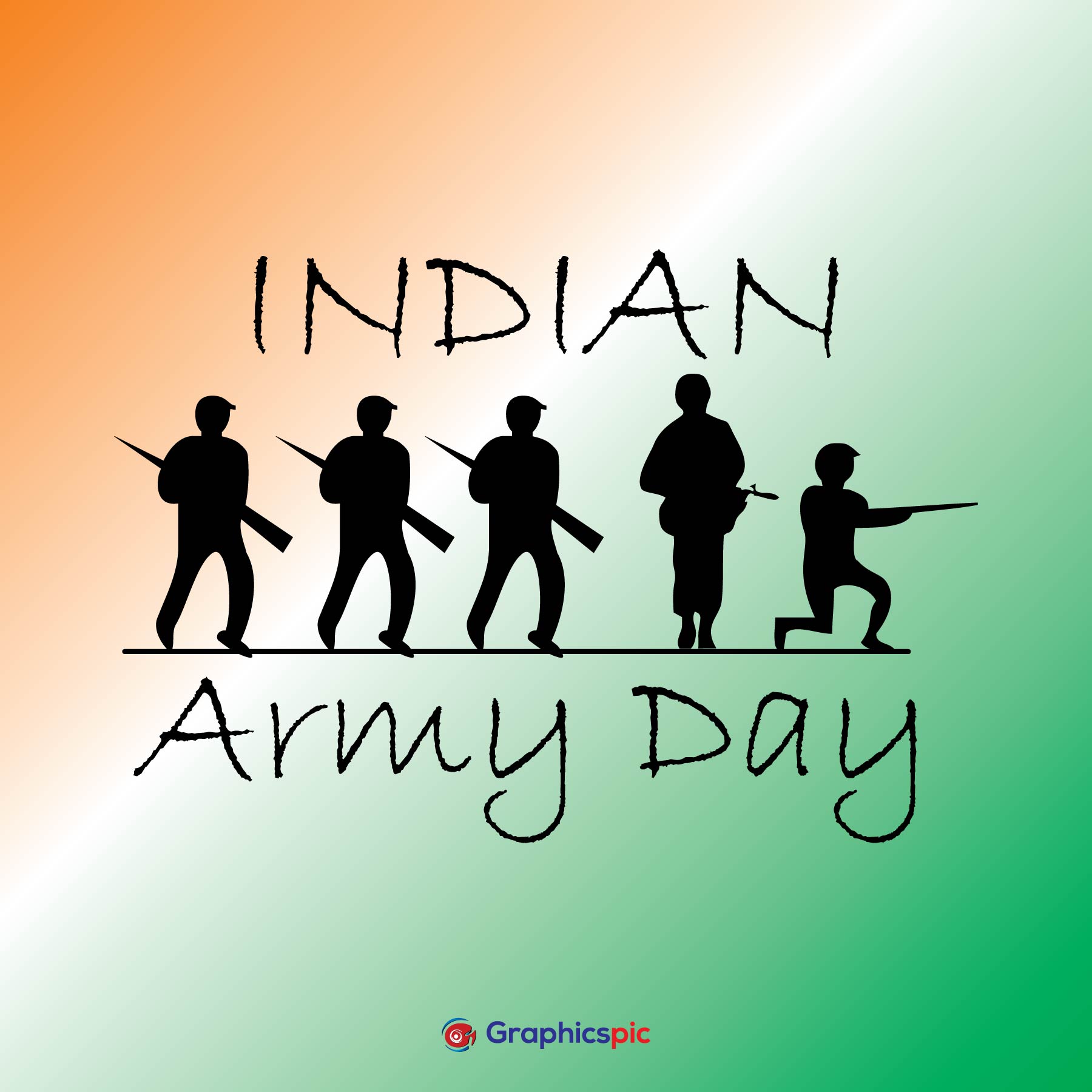 Indian Army Day with tricolour background -fre vector - Graphics Pic