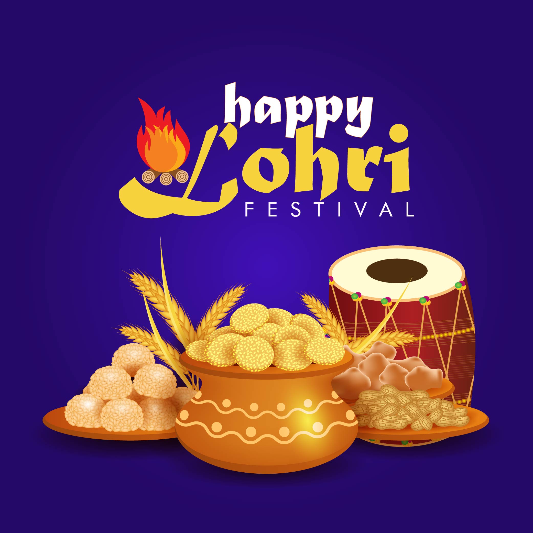 Happy Lohri festival of Punjab India background photo - Graphics Pic