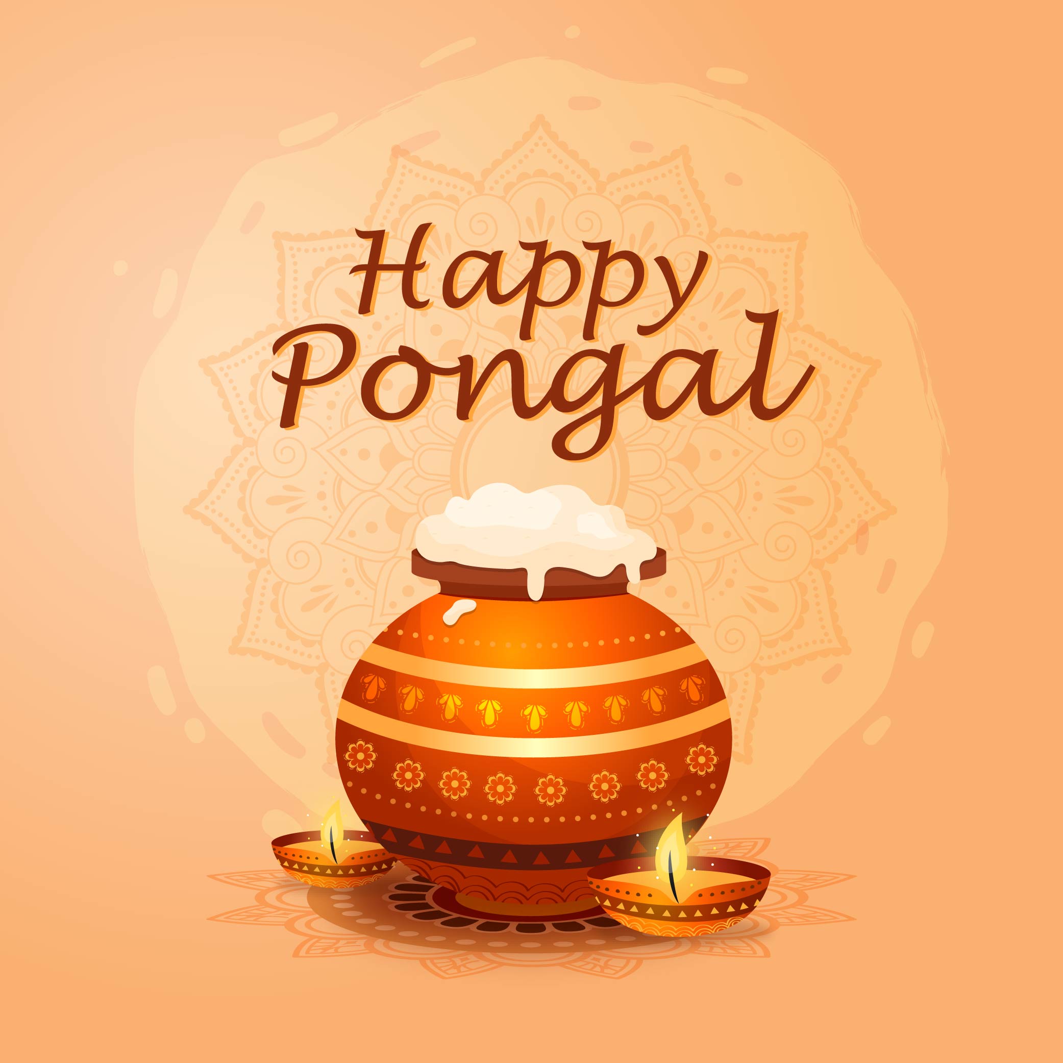 Happy pongal south indian harvesting festival greeting card background  illustration - free vector - Graphics Pic
