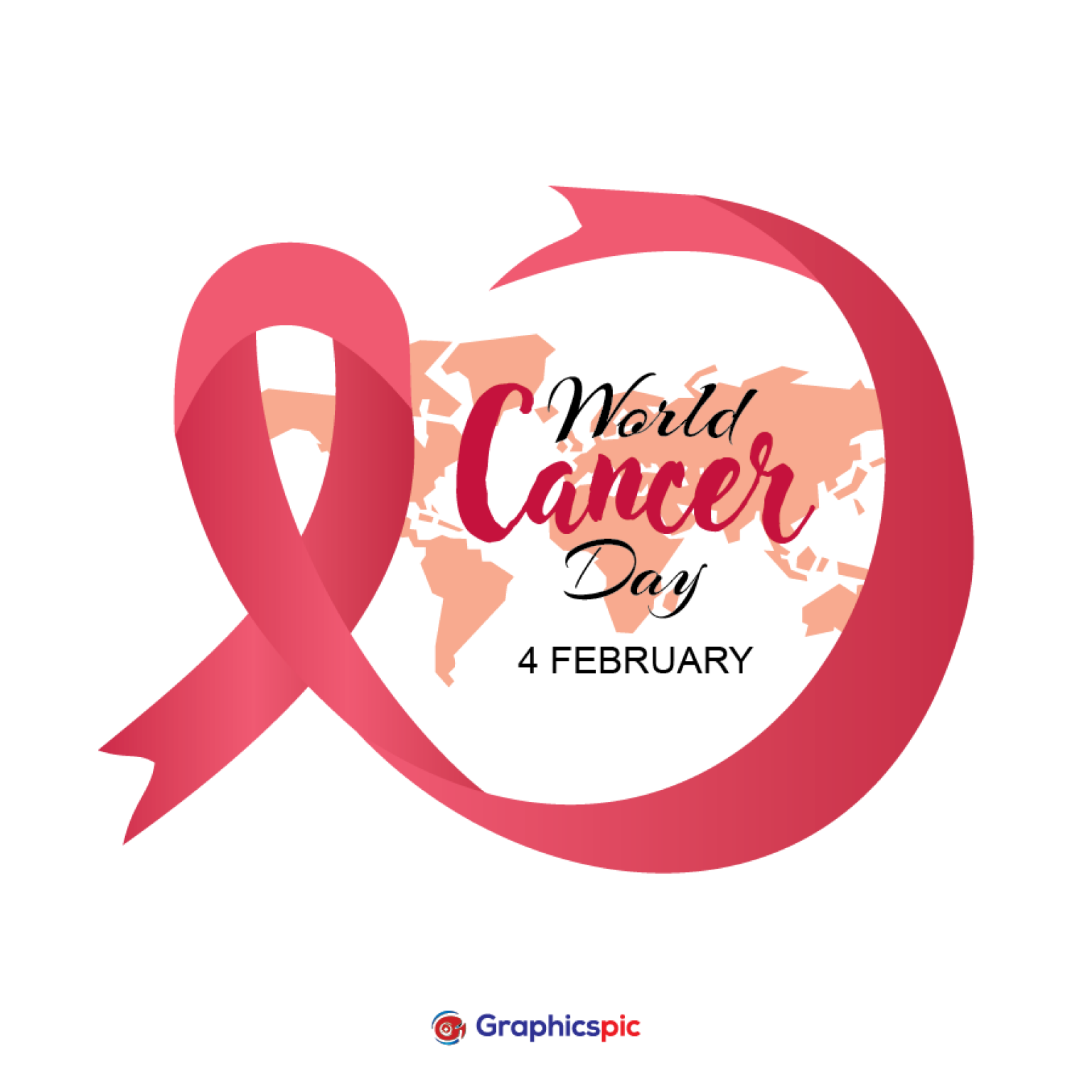Illustration vector of world cancer day, February 4, Pink ribbon image