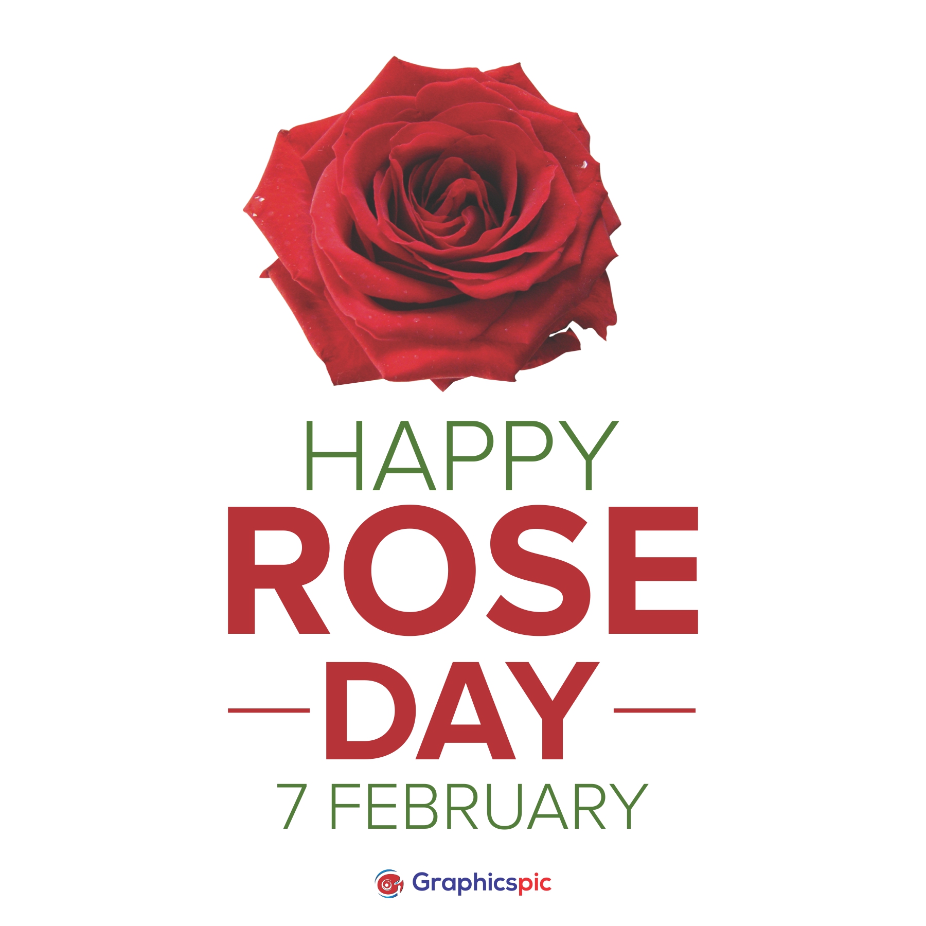 Happy Rose Day On February 7 with red rose symbol poster illustration