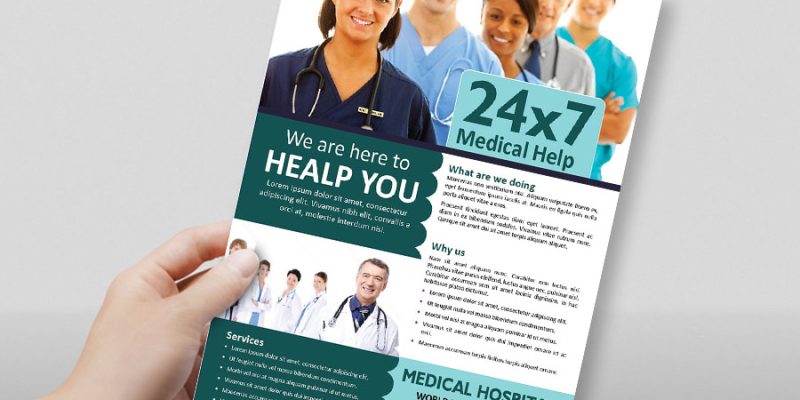 Creative hospital, medical, health flyer template – free vector