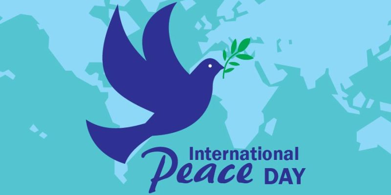 International peace day with dove & world map – Free Vector