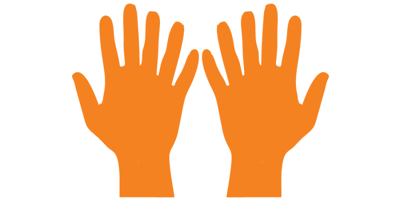 Palm of the hands with finger icon – free vector