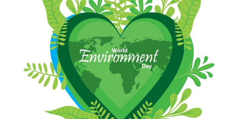 World environment day with heart shaped planet image illustration – Free Vector