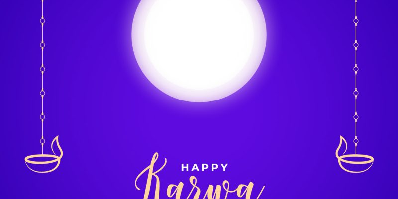 Happy karwa chauth festival card celebration design – Free Vector