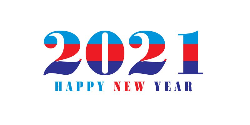 Happy new year 2021 white background text banner – free vector