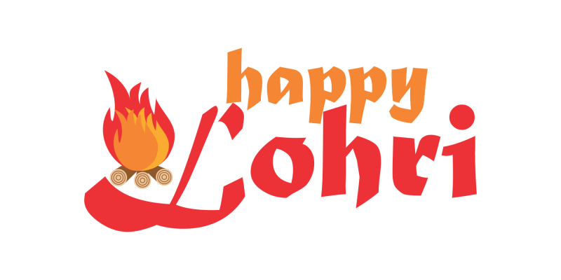 Happy Lohri text ornate lettering for greeting card. Indian holiday fire festival punjab – free vector