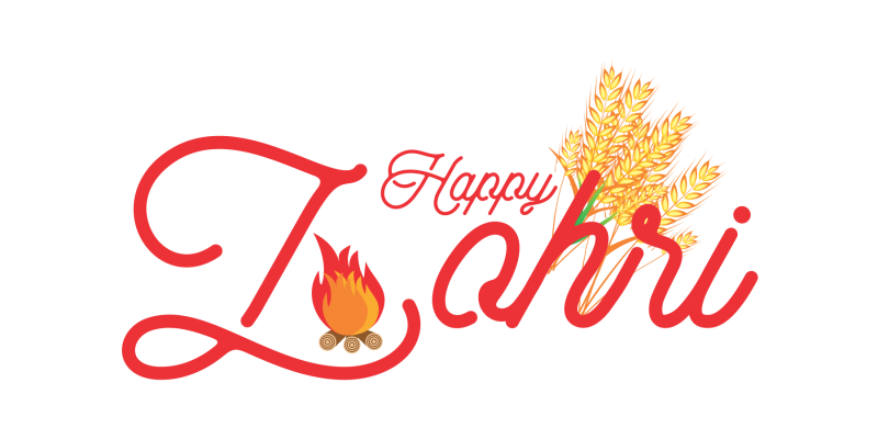 Hand drawn lettering Happy Lohri for Punjabi festival Vector illustration – free vector
