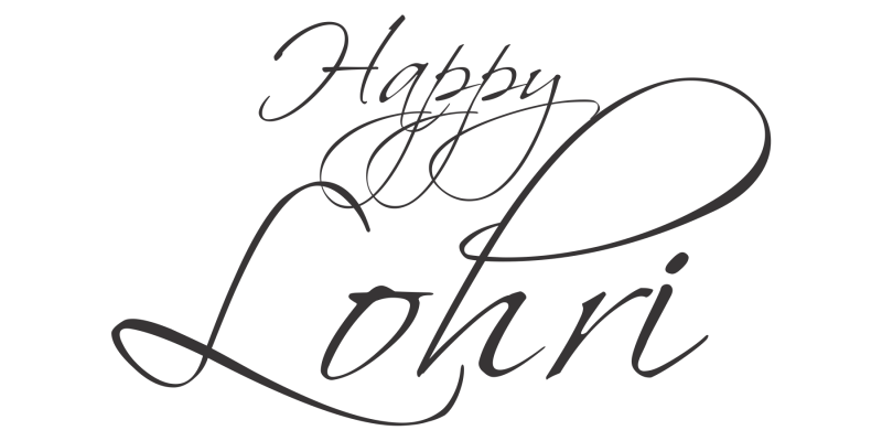 Happy Lohri hand lettering inscription to indian bonfire festival lohri holiday design, calligraphy illustration – free vector