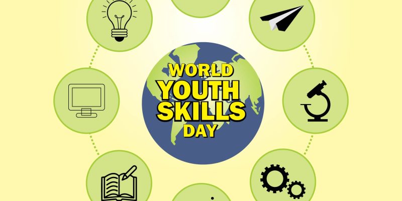 Vector Illustration of World Youth Skill Day, 15 July with line art icon design. good template for skill icon design background – free vector