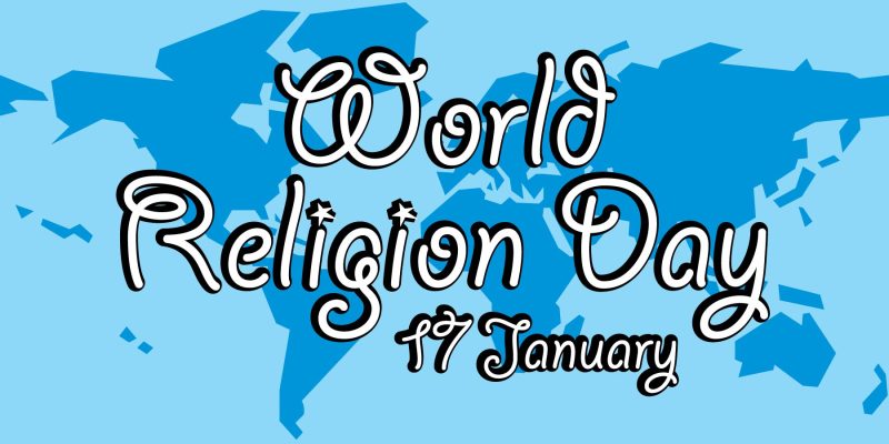 World religion day template illustration with world map – free vector