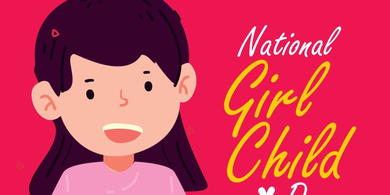 24 January, National girl child day with girl illustration vector photo – free vector