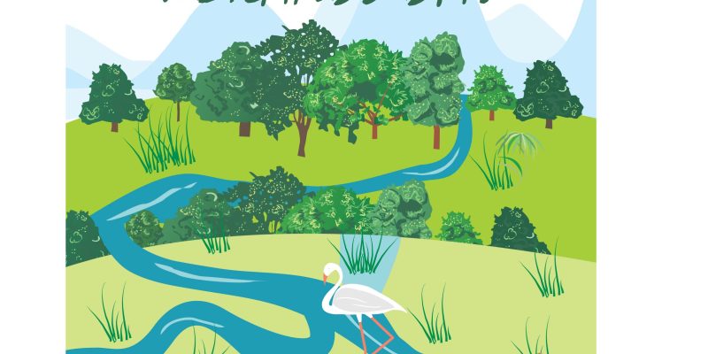 Wetland illustration. Easy to edit with vector file. Can use for your creative content. Especially about world wetland day campaign in february with river background pik.