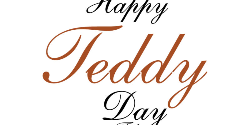 Happy teddy day February 10, hand lettering vector illustration – free vector