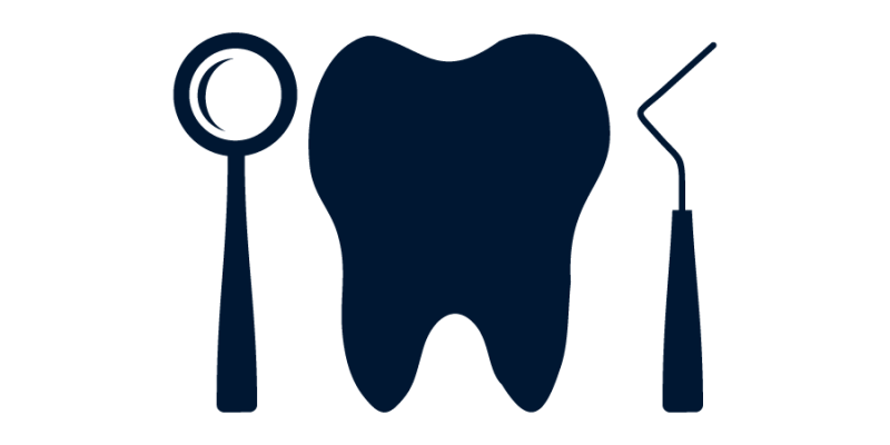 Dentist tools mouth mirror periodontal explorer icon with tooth symbol image – Vector