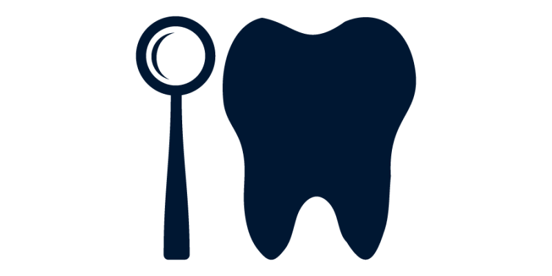 Tools dental checkup hygiene mirror icon with tooth black clipart image – vector