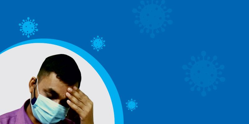 Horizontal banner background template with covid-19 with symptoms of corona – Free Vector