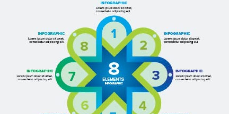 Presentation business infographic template with 8 options, resentations, workflow layout, flow chart – Vector