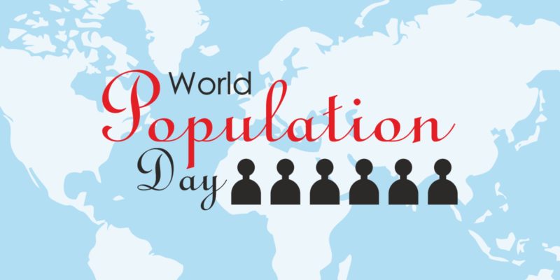 Vector illustration of World population day text design with world map png format – Free Vector