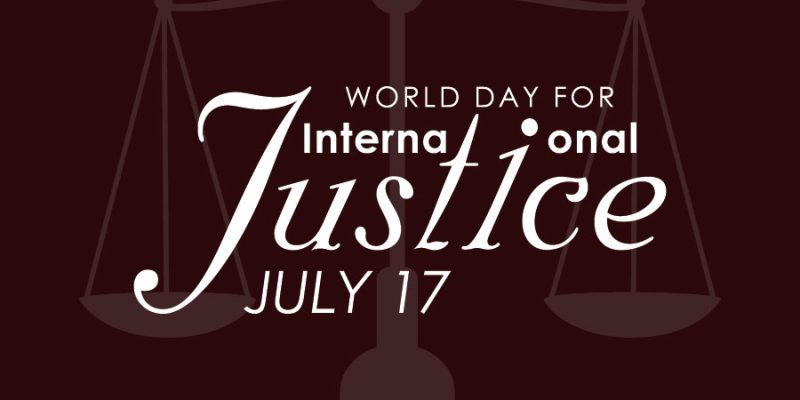 International justice day, typography lettering illustration design for the theme of the international justice day project event – free vector