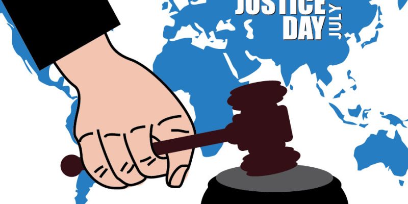 International Justice Day background image with world map – free vector