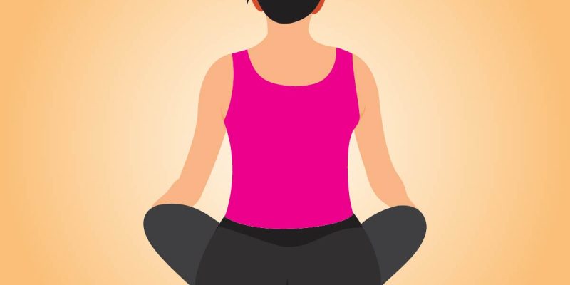 Young woman practicing yoga warrior pose.sport for weight loss concepts illustration image