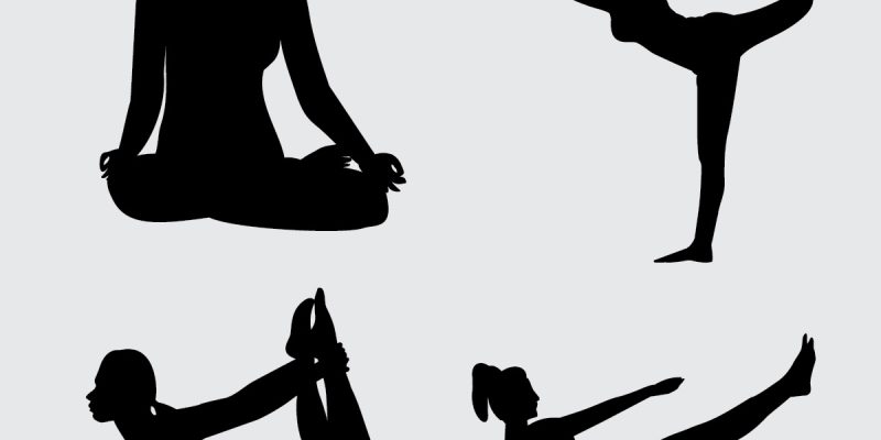 Yoga postures exercises symbol, Vector illustration