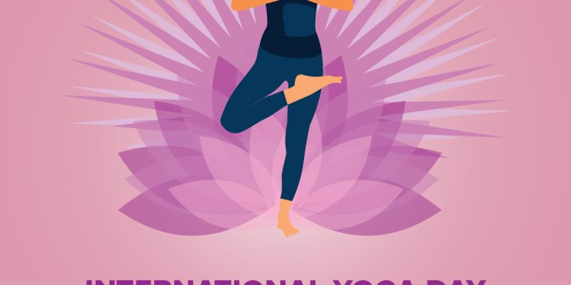 International yoga day with pink background image -vector