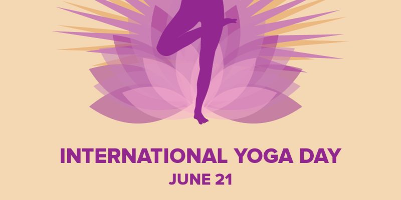 International yoga day celebration with yellow background -vector