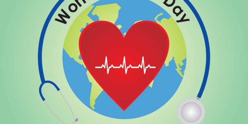 World health day with green background and heart symbol – free vector
