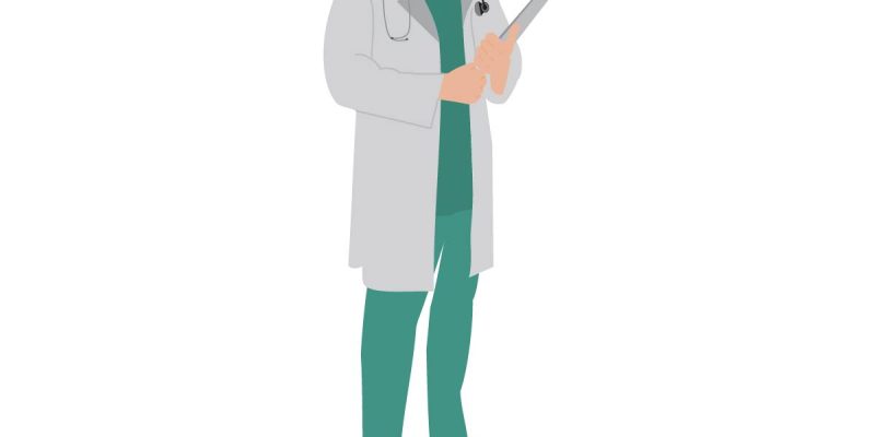 Male doctor with clipboard and stethoscope – free vector