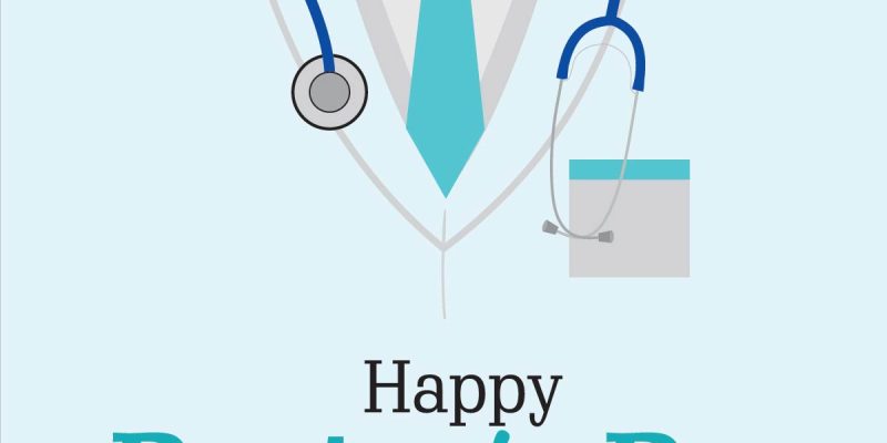 Vector illustration of Happy doctors day with  doctor & stethoscope icon image – free vector