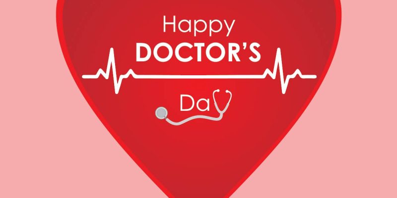 Happy doctors day with  hart & stethoscope symbol best poster design – free vector