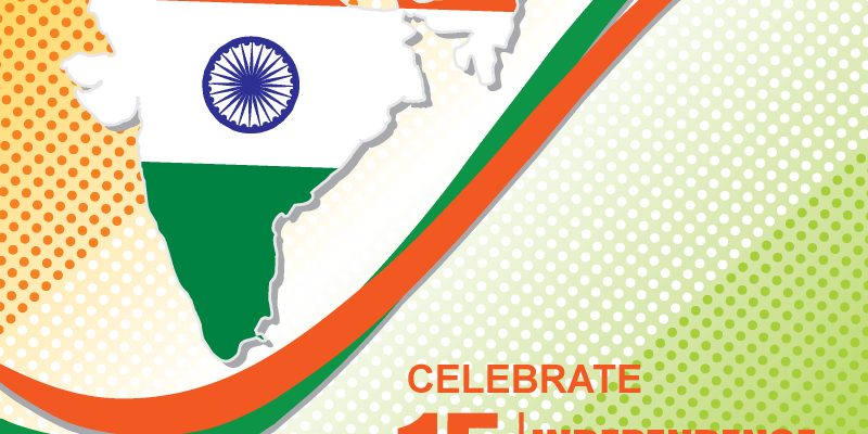 Happy independence day india 15th August with india map, wheel culture symbol design vector illustration – Free Vector