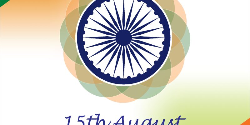 Vector illustration of independence day, 15th august with Ashok chakra symbol – Free Vector