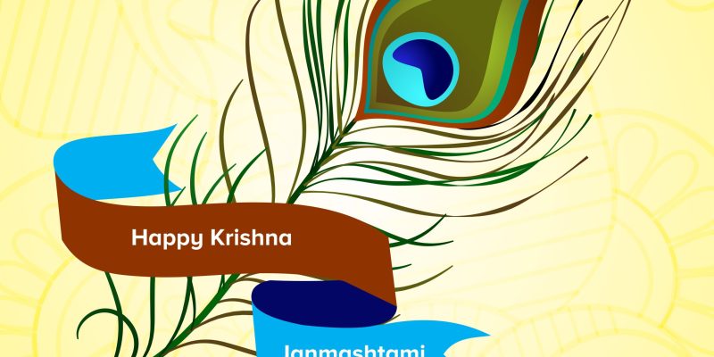 Vector illustration of Happy Shri Krishna Janmashtami Poster – free vector